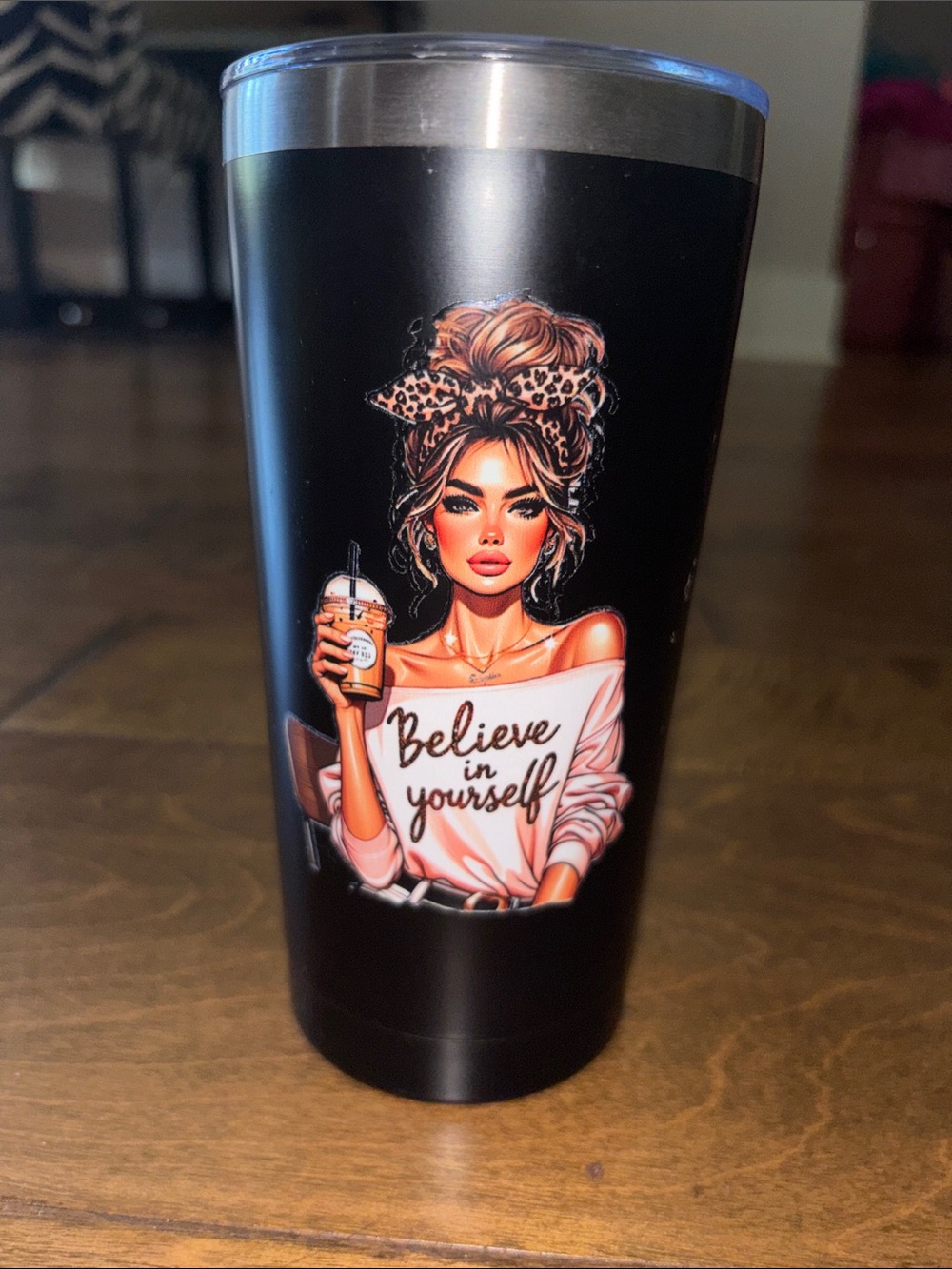 Believe In Yourself Black Stainless Travel Tumbler